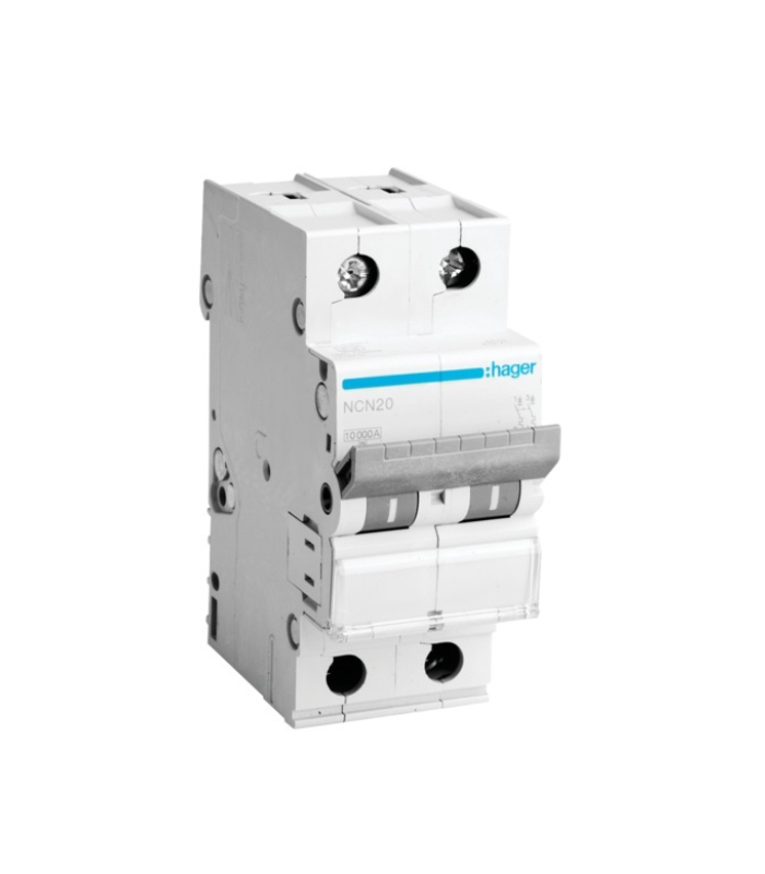 Hager 20A C-Curve 10kA 2 Pole MCB-NCN220N Hager 20A C-Curve 10kA 2 Pole MCB-NCN220N - Image 1